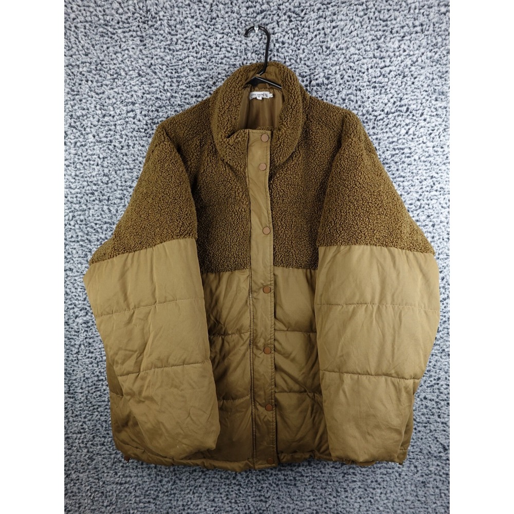 Good American Sherpa Mix‎ Cocoon Teddy Bear Puffer Jacket Sz 5